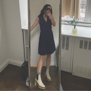 Sandro Sheer back blue wrap dress